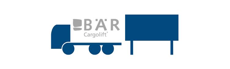 Modrý piktogram zobrazuje výměnný systém BDF ze strany s logem Bar Cargolift.